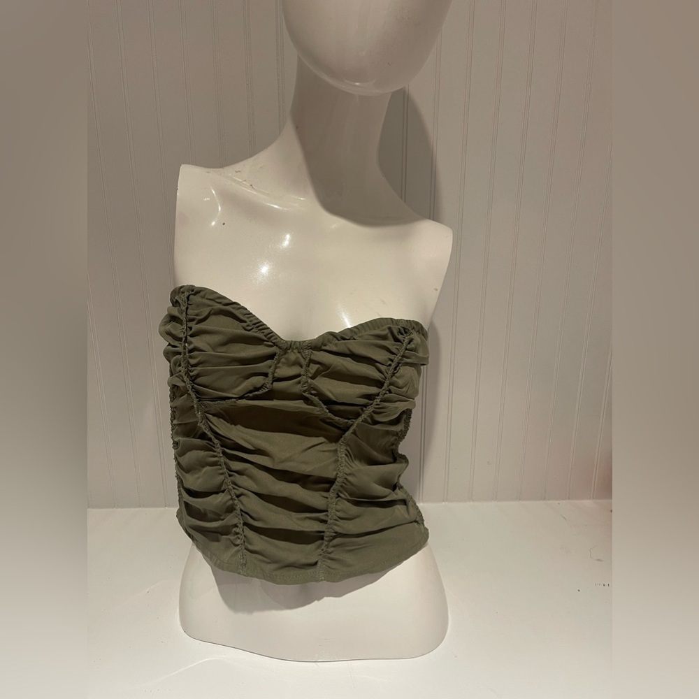 KHAKI WOVEN ELASTIC CORSET